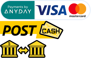 Visa, MasterCard, Post Cash, Banküberweisung